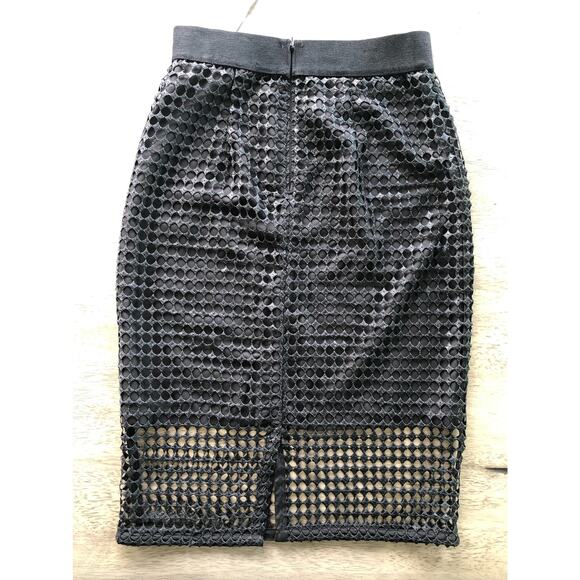 Ann Taylor Black Crochet Overlay Midi Skirt - 2P - Picture 3 of 7